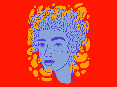 Untangle blue character face illustration portrait red woman yellow