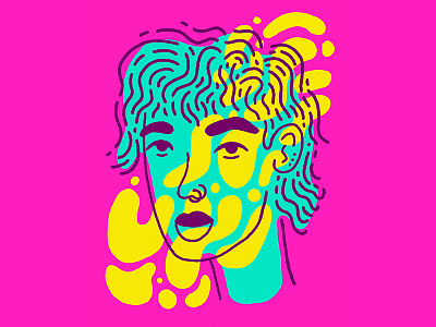 Mindset blue character face illustration pink portrait yellow