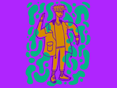 Body Talk character fashion glasses green illustration jacket man orange portrait purple