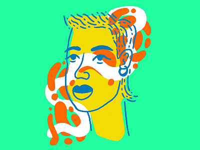 Make Believer blue character earring face green illustration orange portrait white yellow