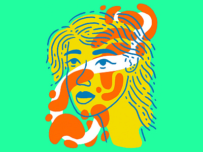 Visions blue character face green illustration orange portrait white woman yellow