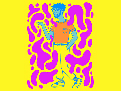 Bounce blue character fashion illustration man orange portrait yellow