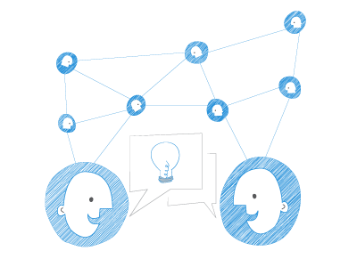 Community Illustration character illustration lightbulb network people sketch talking