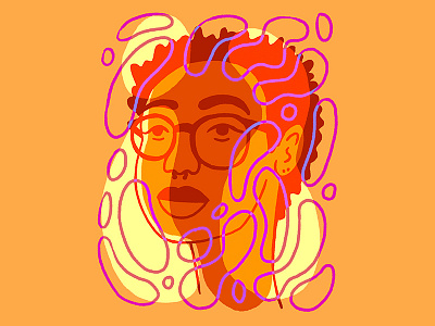 Lanterns character face glasses illustration orange pink portrait red woman yellow