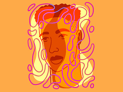Found character face illustration man orange pink portrait red yellow