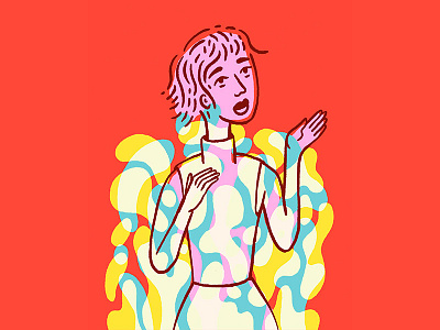 Finding Time blue character fashion illustration pink portrait woman yellow