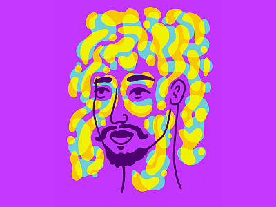 Oddball blue character face illustration inktober inktober2018 man mustache portrait purple yellow
