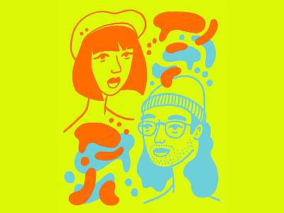 Text Message blue character face fashion glasses hat illustration inktober inktober2018 man messaging orange portrait shapes text message woman yellow