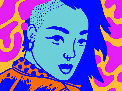 Punk Rock blue character face fashion illustration inktober inktober2018 orange pink portrait punk punk rock woman