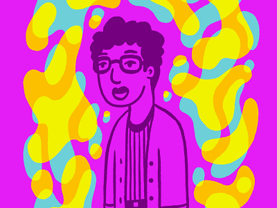 Grandma blue character glasses grandma illustration inktober inktober2018 pink portrait woman yellow