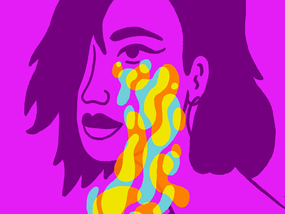 Cry blue character cry face illustration inktober inktober 2018 pink portrait purple shapes tears woman yellow