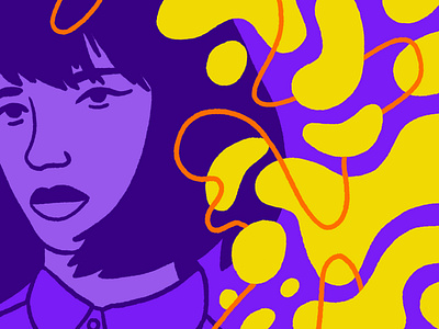 Saved character illustration orange portrait purple shapes woman yellow