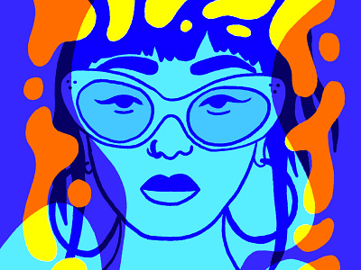 Multiply blue character face fashion glasses illustration orange portrait shapes sunglasses woman yellow