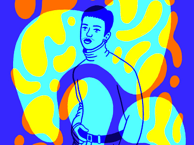 Stabilize blue character face fashion illustration man orange portrait shapes yellow