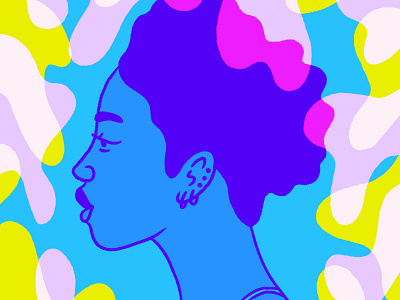 Treading blue character face illustration pink portrait shapes woman yellow