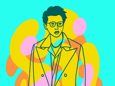 Pulse blue character fashion illustration man orange pink portrait shapes yellow