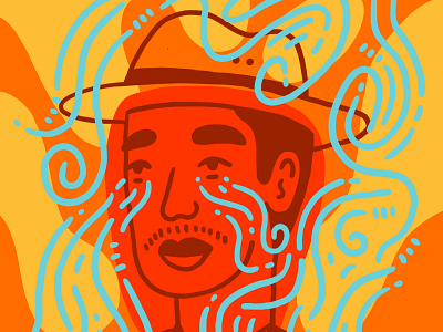 Lagrimas blue character face fashion illustration man mexico orange portrait red shapes tears yellow