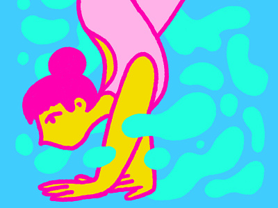 Handstands for you blue character handstand illustration pink portrait shapes woman yellow yoga