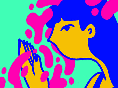 seeing signs abstract blue character face green illustration orange pink portrait shapes spiritual woman