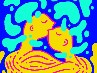 love is love blue character embrace face hug illustration kiss love pink shapes yellow