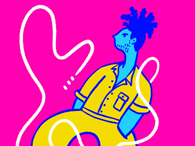 fresh step blue character fashion illustration man portrait shapes yellow