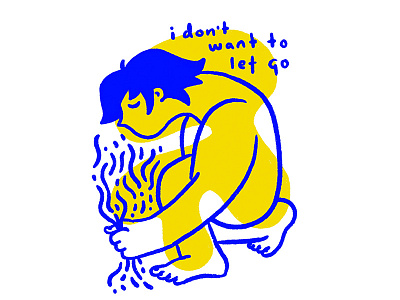 i don't want to let go blue character illustration portrait shapes yellow
