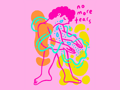 no more tears blue character figure illustration orange pink shapes yellow