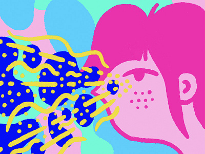can you see? blue character eyes eyesight face freckles illustration pink portrait see shapes vision woman yellow