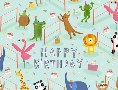 Volleyverse gift card animals birthday childrens illustration client brief gift card illustration kids illustration online gift card