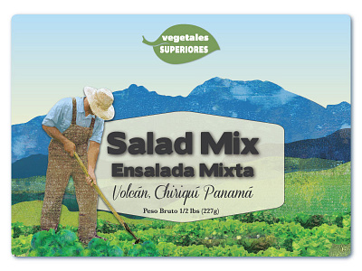 Salad Label food label graphic design label leaf logo mountains package design package label salad label texture visual design