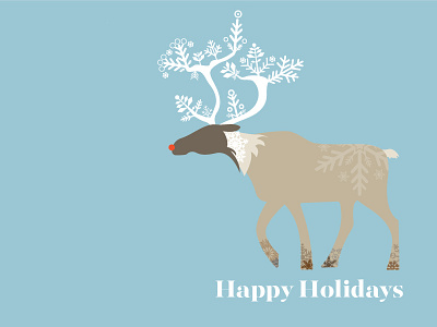 Happy Holidays antlers christmas flat graphic holiday poster holidays reindeer snowflake vector