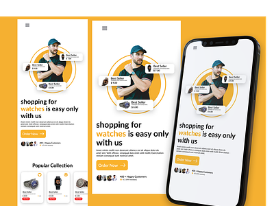 Watches Shop - E-commerce Landing Page - Responsive design e-commerce design graphic design landing page mobile app responsive shooping app store ui ui design ux watch web