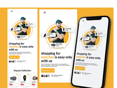 Watches Shop - E-commerce Landing Page - Responsive design e commerce design graphic design landing page mobile app responsive shooping app store ui ui design ux watch web