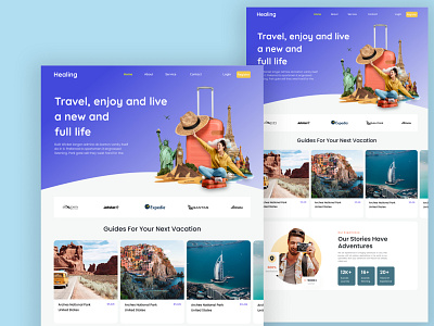 Healing - Travel Landing Page Website adventure agency booking booking app design homepage tourism travel travel agency travel app travel landing page travelling trip ui ux web design web landing page website design