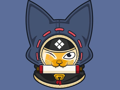 Kamura Palico (Ninja Cat) animal capcom clean design fan art fanart flat graphic design illustration illustrator japanese kamura monster hunter ninja scar sticker vector video game videogame