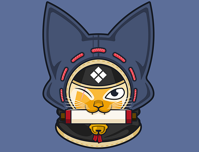 Kamura Palico (Ninja Cat) animal capcom clean design fan art fanart flat graphic design illustration illustrator japanese kamura monster hunter ninja scar sticker vector video game videogame