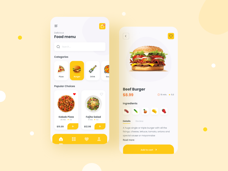 Food delivery mobile app design by Dilmurod Shakirov on Dribbble