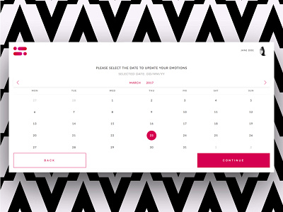 EMOTICON - Calendar black and white calendar calendar ui date picker date selector graphic minimal minimalistic pink ui ux white