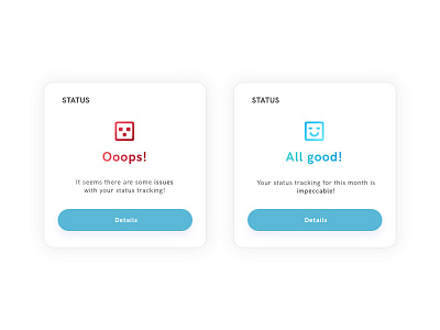 Status widgets blue card cards error minimal modal status success ui ux white widget