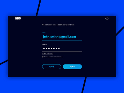 HBO Now Redesign - Web app & portal blue dark gradient minimal netflix portal sign in sign in form streaming app ui web web app