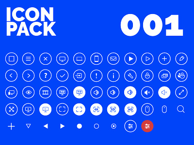 Icon Pack 001 blue bold cobalt icon collection icon kit icon pack icons modern rounded simple ui icons white