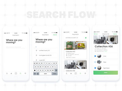 JustSwipe - Search Flow bold clean ios light minimal mobile typography mobile ui native ios search search flow typography white