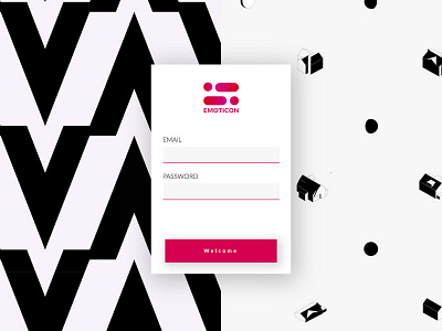 EMOTICON - Log In bold form graphic log in log in screen minimal pink pink ui ui ux web app white