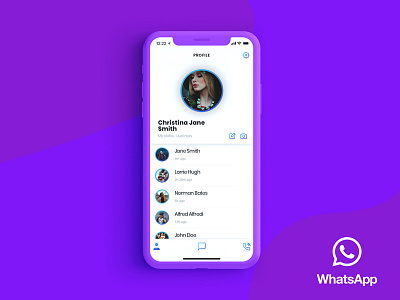 WhatsApp Redesign - Profile Page chat clean iphone iphone x messenger minimal mobile profile purple redesign ui white