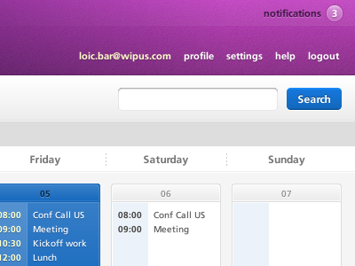 Wipus Calendar app calendar header