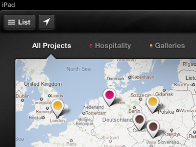 iPad Map view custom globe ipad locate map pin texture ui