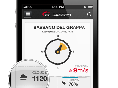 Paragliding weather app cloud compass direction interface iphone refresh ui update weather wind