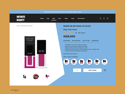 Daily UI #012 E-commerce Single Item cosmetics dailyui dailyui012 design ecommerce makeup shop ui uidesign