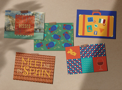 Mediterranean Postcard kit color illustration mediterranean minimal postcard print texture theme travel vector