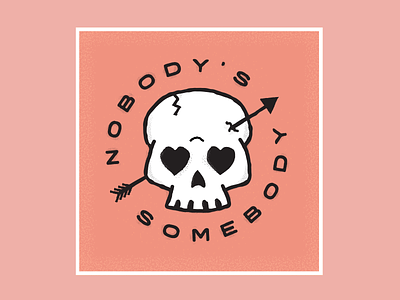 Noboby's Somebody color illustration minimal skull typography valentine vector